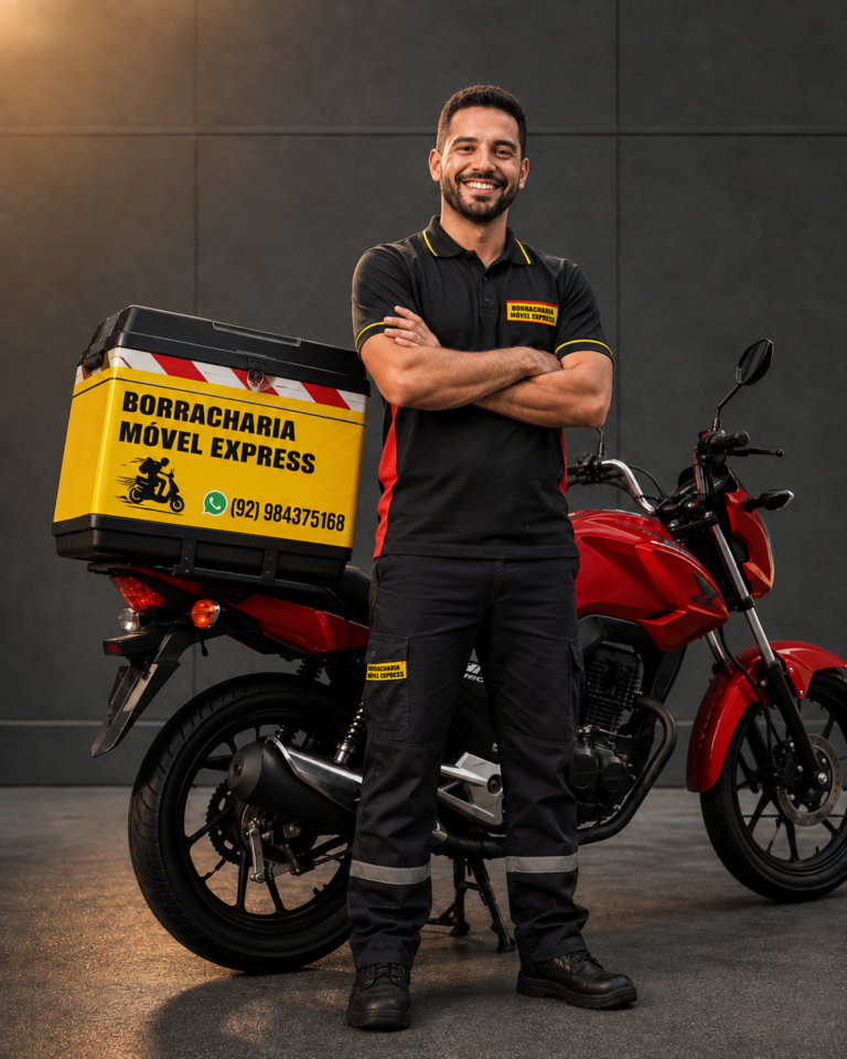 Moto da Borracharia Móvel Express em atendimento